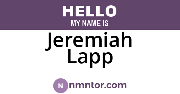 Jeremiah Lapp