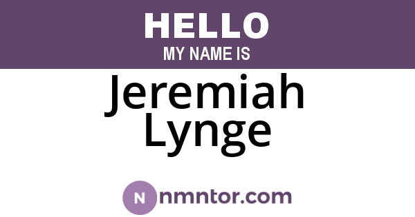 Jeremiah Lynge