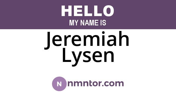 Jeremiah Lysen