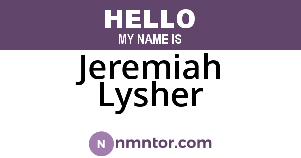 Jeremiah Lysher