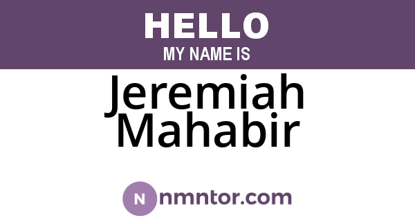 Jeremiah Mahabir