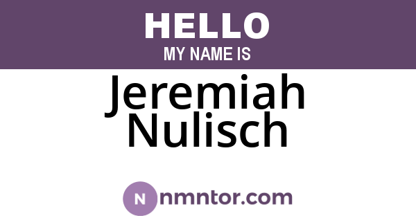 Jeremiah Nulisch