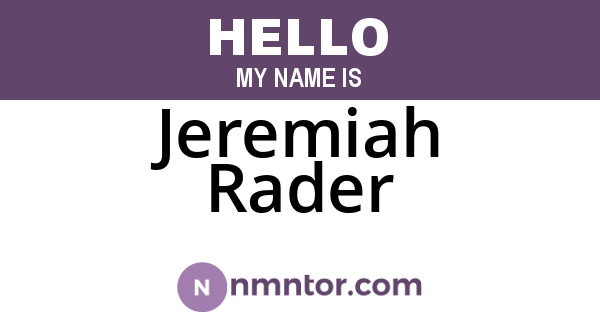 Jeremiah Rader