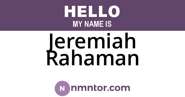 Jeremiah Rahaman