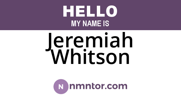 Jeremiah Whitson