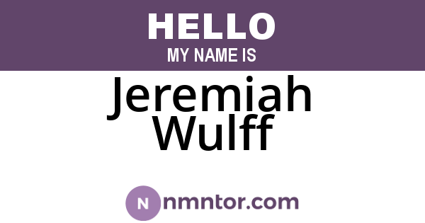 Jeremiah Wulff