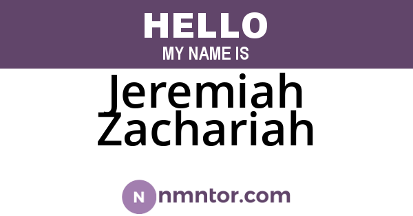 Jeremiah Zachariah