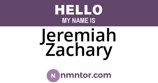 Jeremiah Zachary