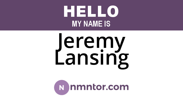Jeremy Lansing