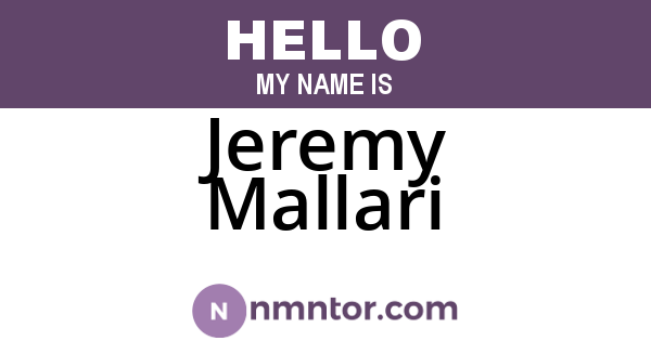 Jeremy Mallari