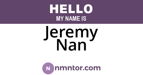 Jeremy Nan