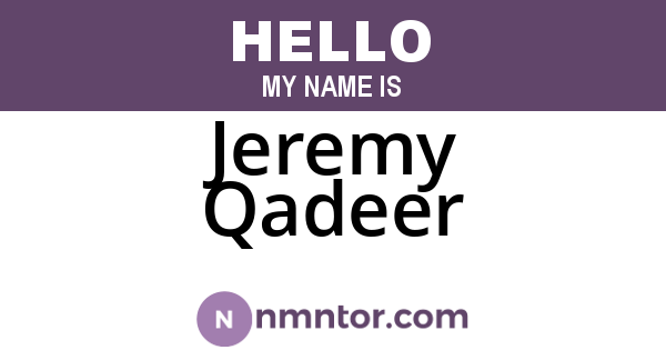 Jeremy Qadeer