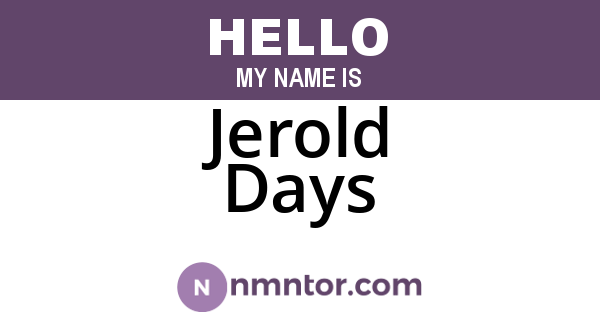 Jerold Days