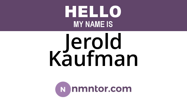 Jerold Kaufman