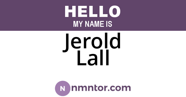 Jerold Lall