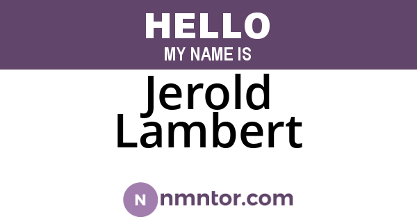 Jerold Lambert