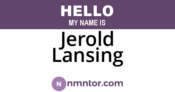 Jerold Lansing