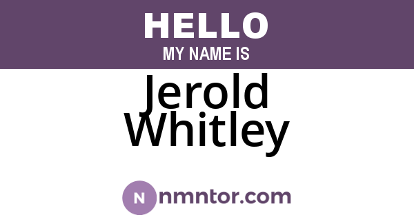 Jerold Whitley