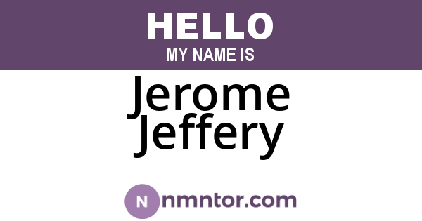 Jerome Jeffery