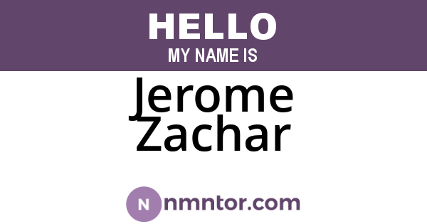 Jerome Zachar