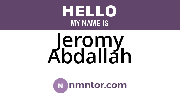 Jeromy Abdallah