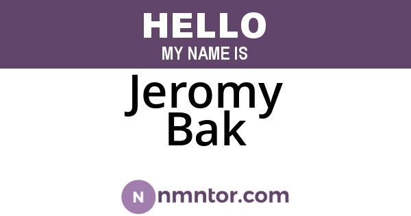 Jeromy Bak