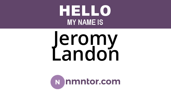 Jeromy Landon