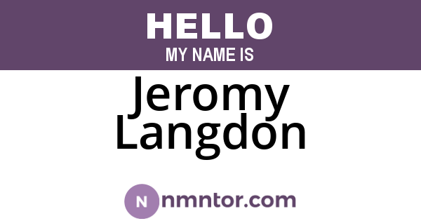 Jeromy Langdon