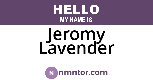 Jeromy Lavender