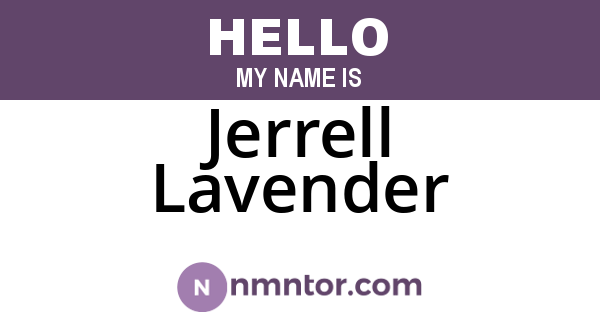 Jerrell Lavender