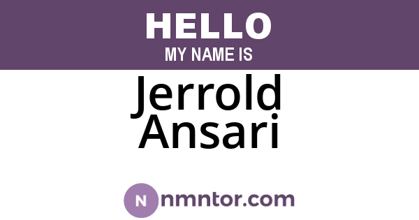 Jerrold Ansari