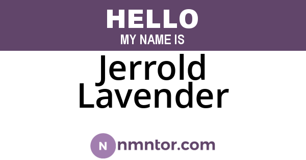 Jerrold Lavender