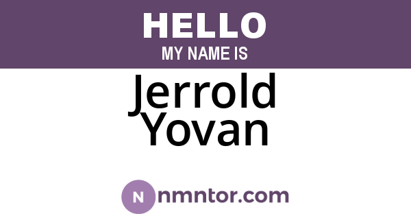 Jerrold Yovan