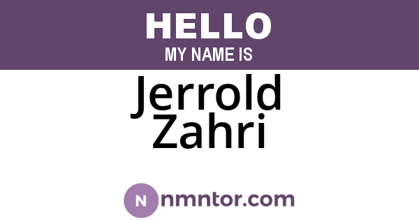 Jerrold Zahri