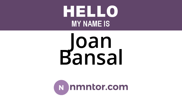 Joan Bansal