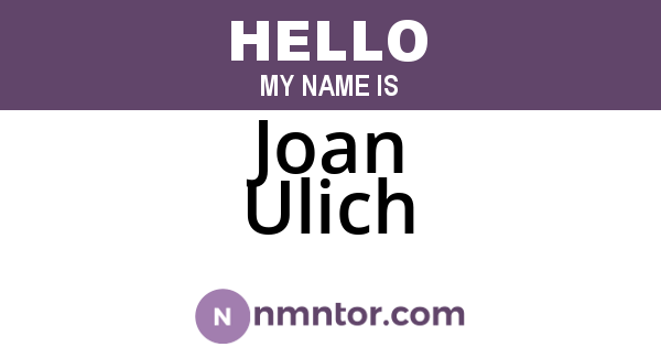 Joan Ulich
