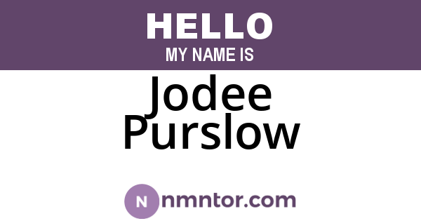 Jodee Purslow