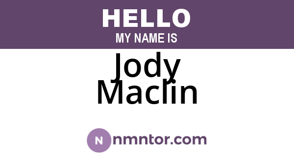 Jody Maclin