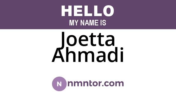 Joetta Ahmadi