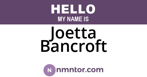Joetta Bancroft