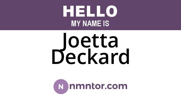 Joetta Deckard
