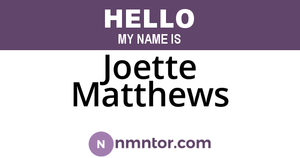 Joette Matthews