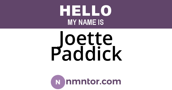 Joette Paddick