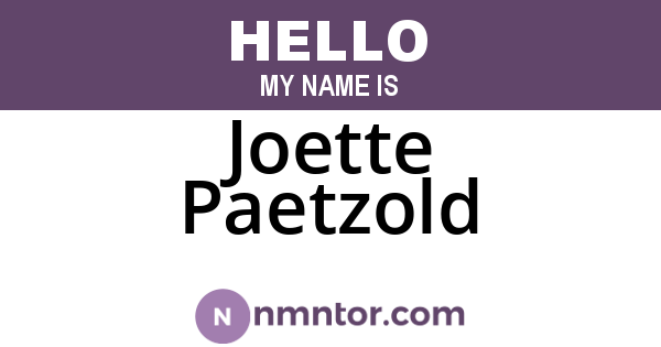 Joette Paetzold