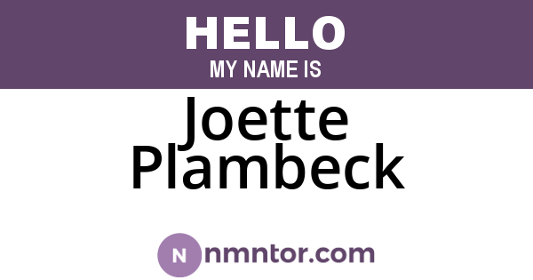Joette Plambeck
