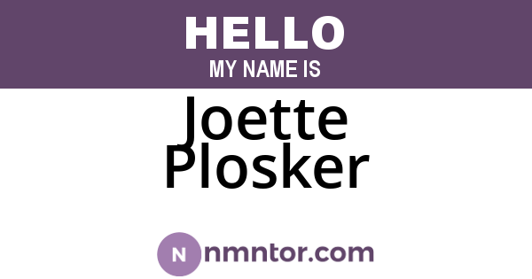 Joette Plosker