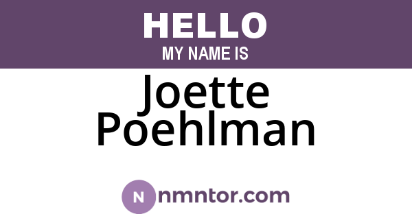 Joette Poehlman