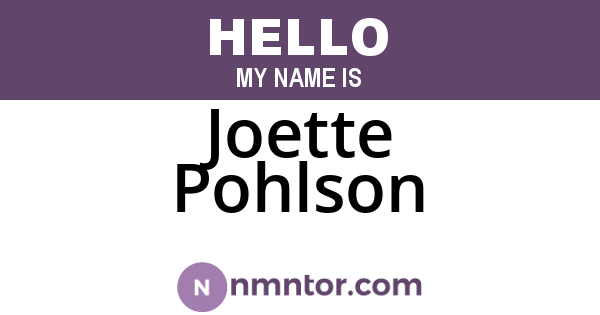 Joette Pohlson