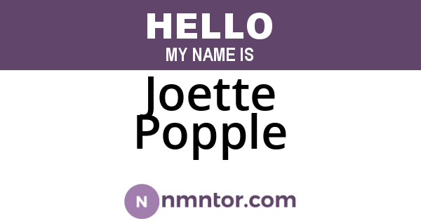 Joette Popple