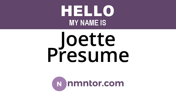 Joette Presume